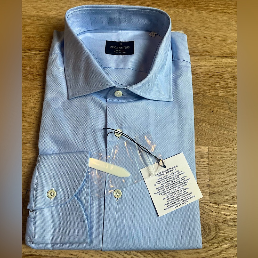 Moda Matters Light Blue Oxford Dress Shirt made in Italy